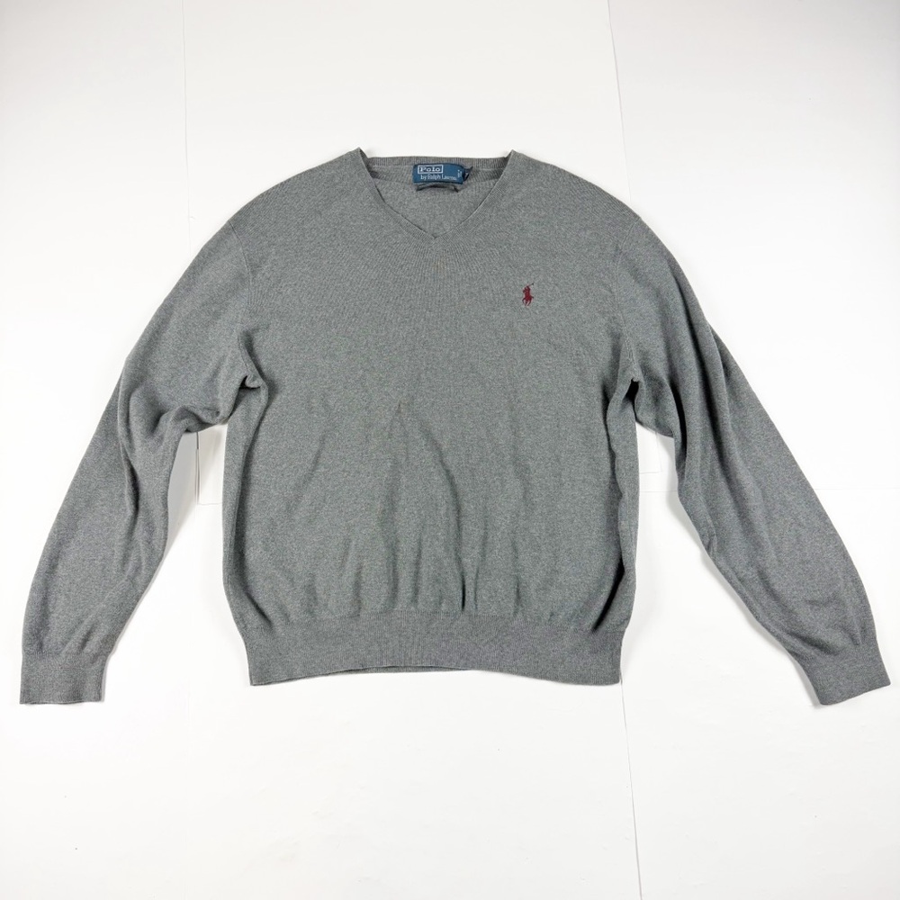 Polo Ralph Lauren‎ Pima Cotton Gray V-Neck Sweater XL